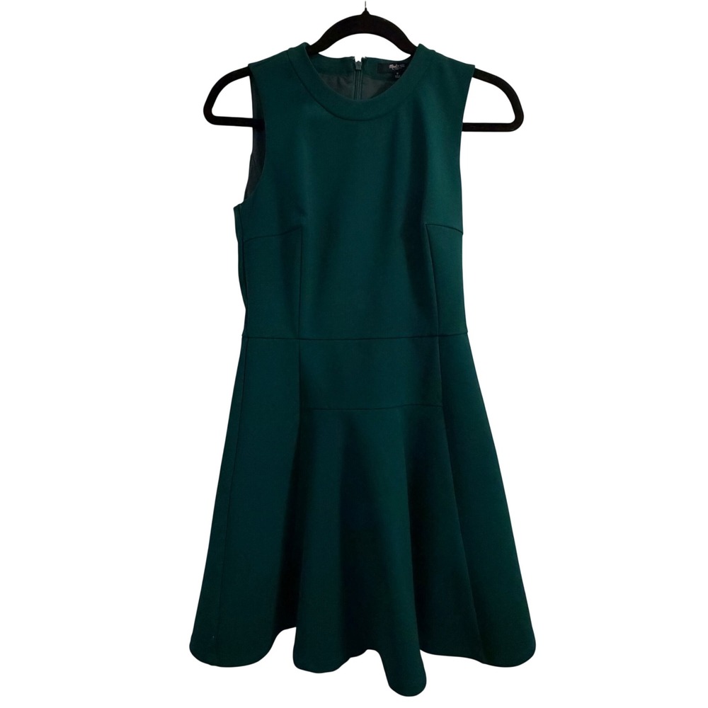 Madewell Fit and Flare Dress Emerald Green 0 Sleeveless Mini Work Office